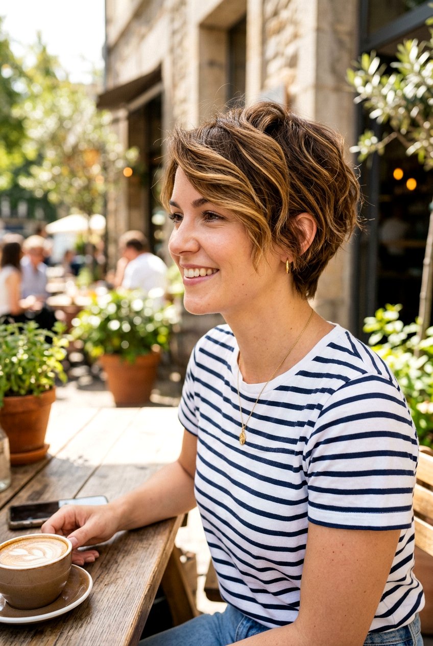 Golden Brown Balayage Textured Pixie Bob - 20 brunette balayage for pixie bob - 20 brunette balayage for pixie bob