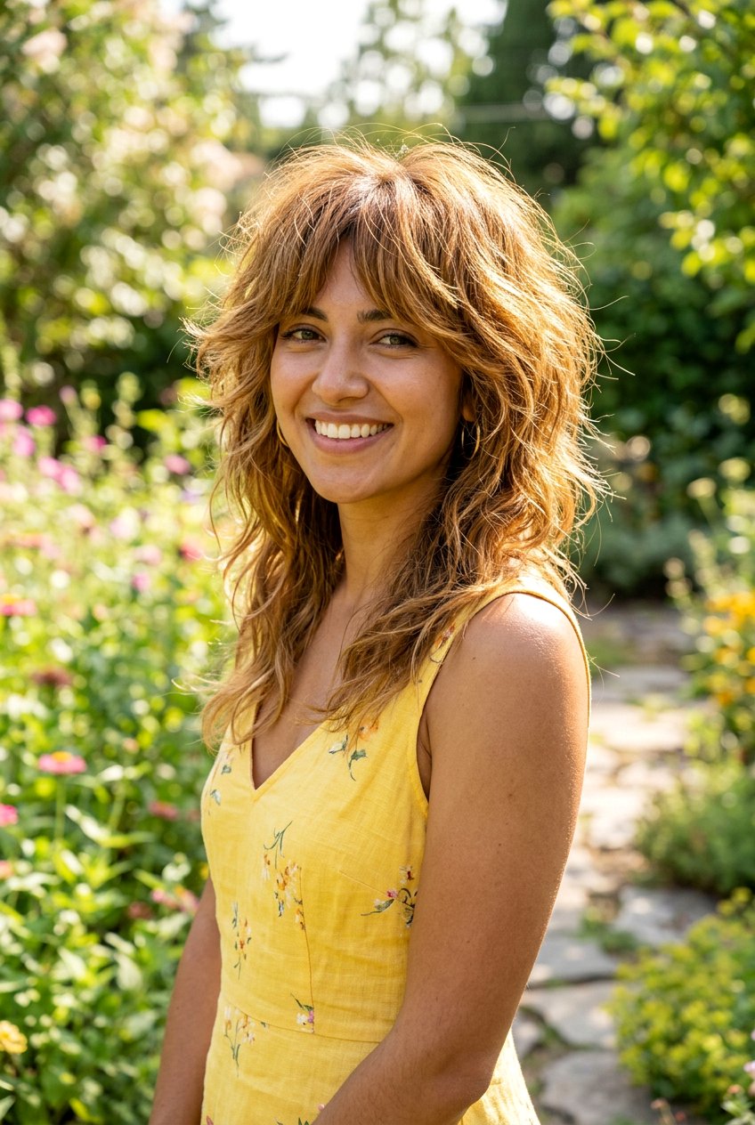 Golden Brown Shaggy Wolf Cut - 20 brunette wolf cut color ideas - 20 brunette wolf cut color ideas