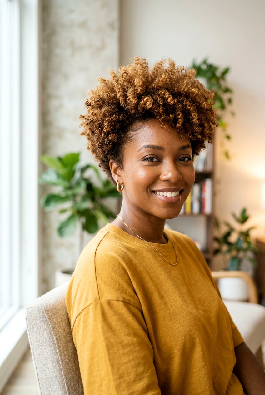 Golden Brown Tapered Fro - 20 tapered fro with color for women - 20 tapered fro with color for women