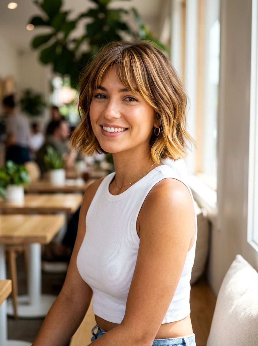 Golden Brunette Highlights On Short Hair - 20 summer golden brunette highlights - 20 summer golden brunette highlights