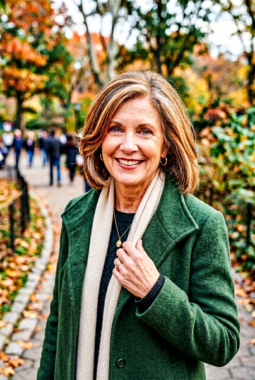 Golden Chestnut Highlights - 20 dimensional brunette for women over 60 - 20 dimensional brunette for women over 60