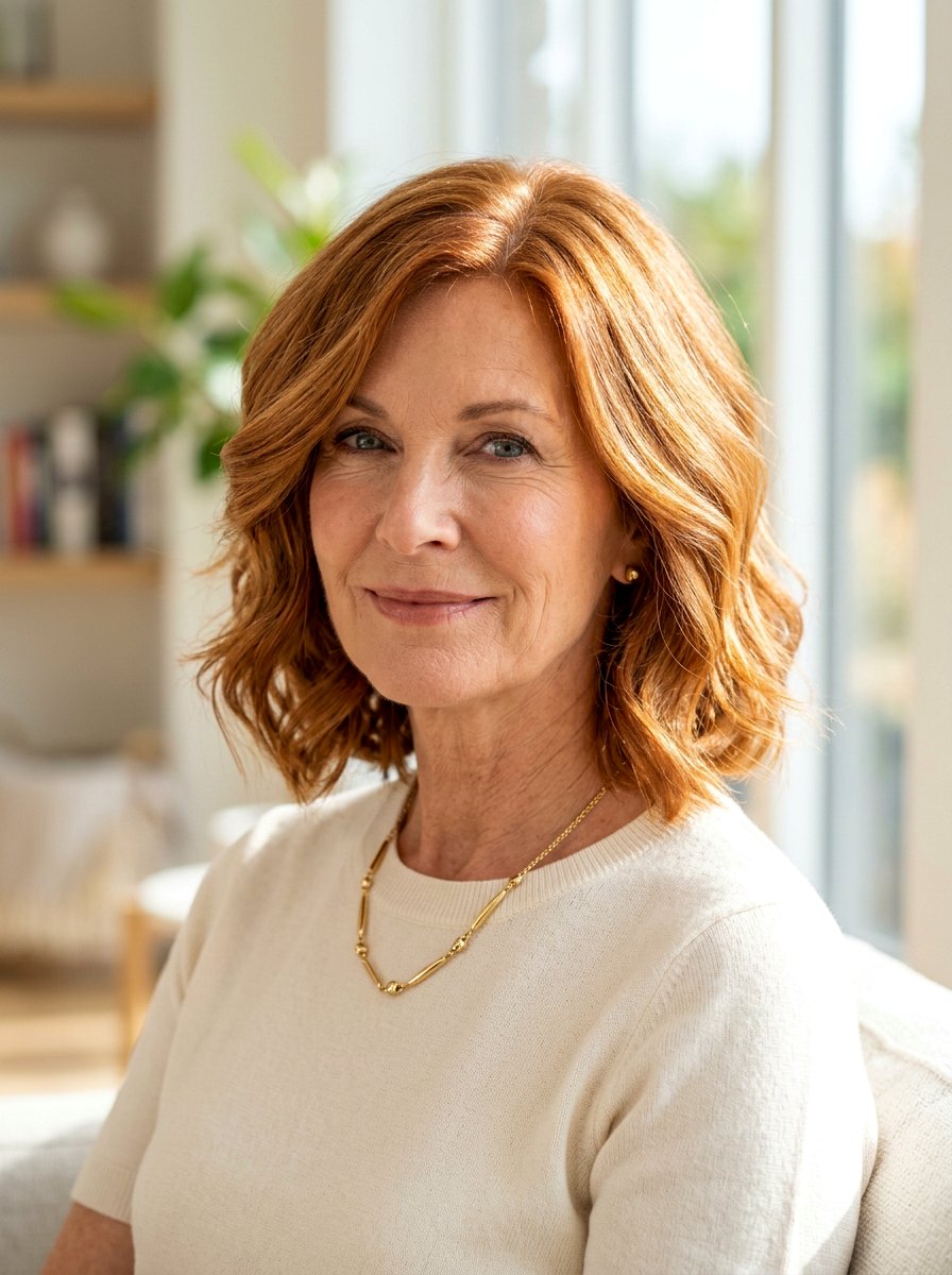 Golden Copper Hair On Layered Bob - 20 copper refresh for mature women - 20 copper refresh for mature women