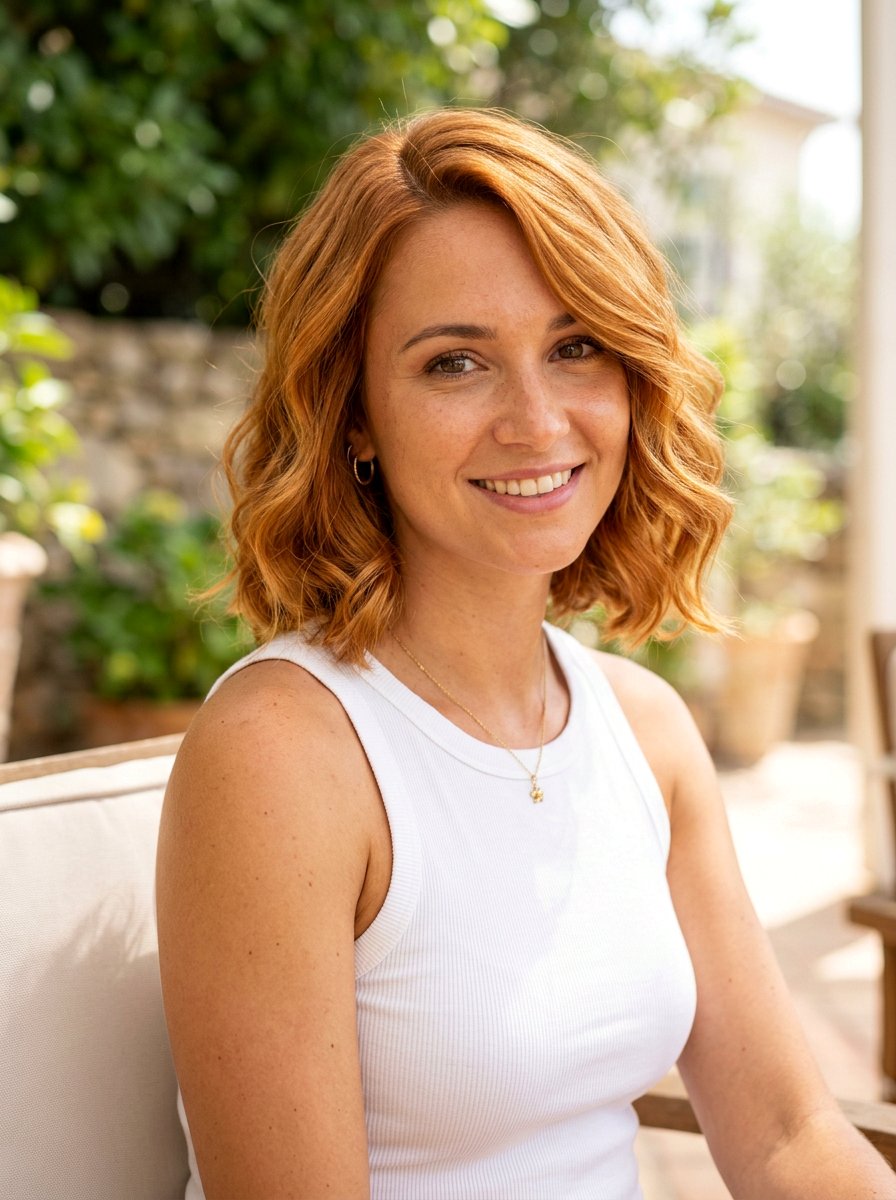 Golden Copper Wavy Bob - 20 copper bob hair color ideas - 20 copper bob hair color ideas