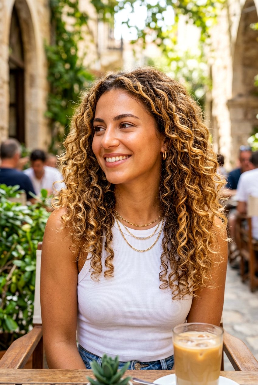 Golden Highlights On Curly Hair - 20 highlights for curly hair women - 20 highlights for curly hair women