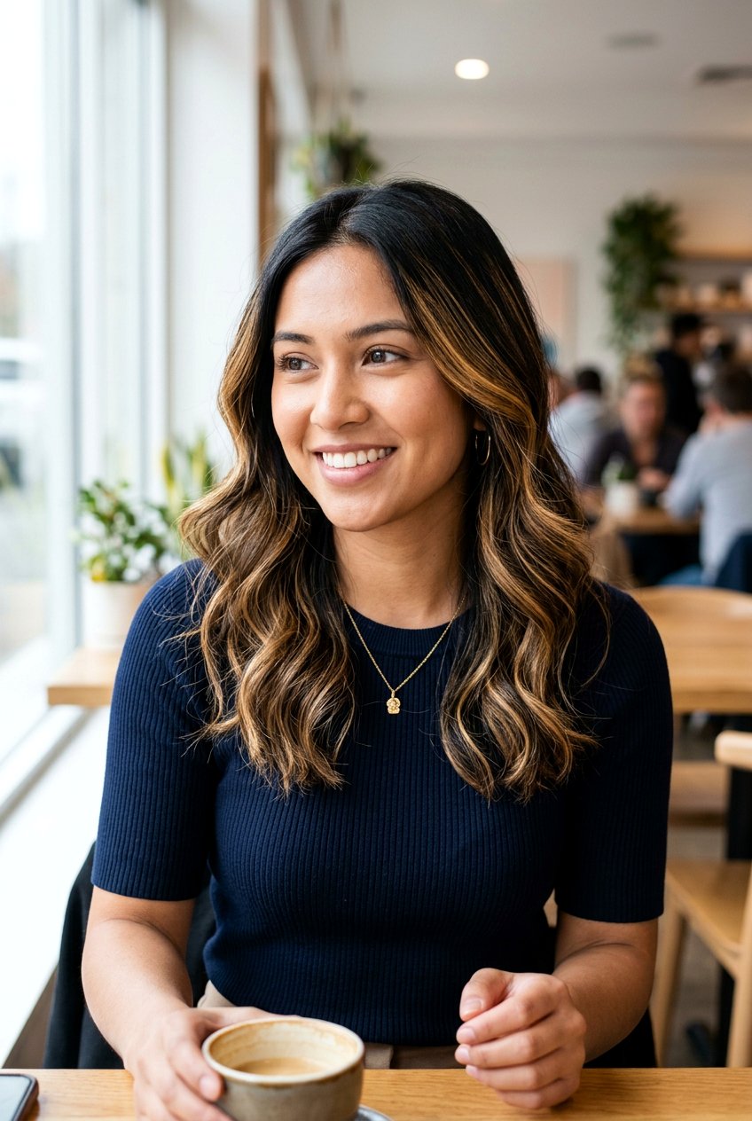 Golden Highlights On Shoulder Length Black Hair - 20 face framing highlights for black hair - 20 face framing highlights for black hair