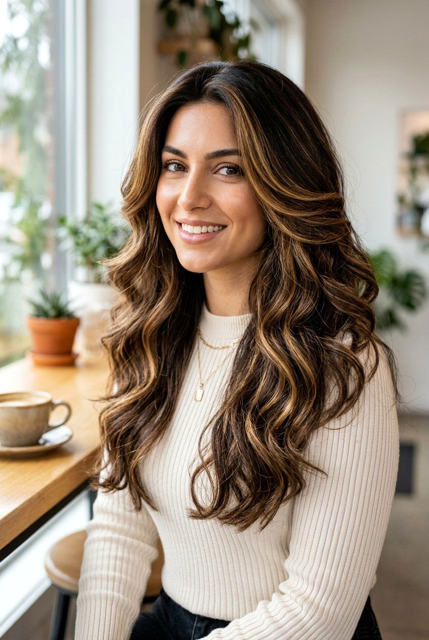 Golden Highlights On Thick Brunette Hair - 20 golden highlights on brunette hair - 20 golden highlights on brunette hair