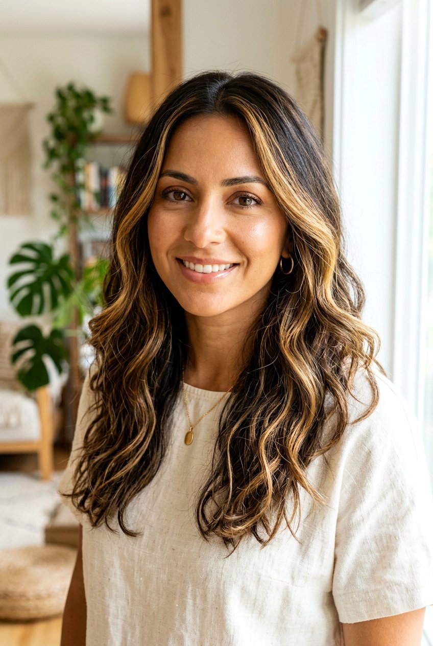 Golden Highlights on Dark Brown Hair for Olive Skin - 20 hair color ideas for olive skin - 20 hair color ideas for olive skin