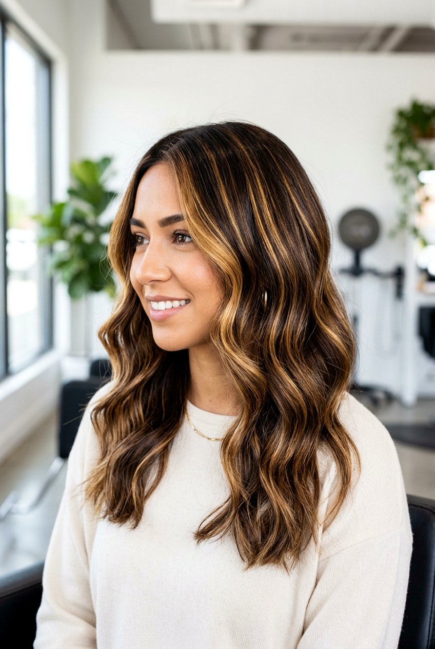 Golden honey highlights - 20 honey highlights on dark hair - 20 honey highlights on dark hair