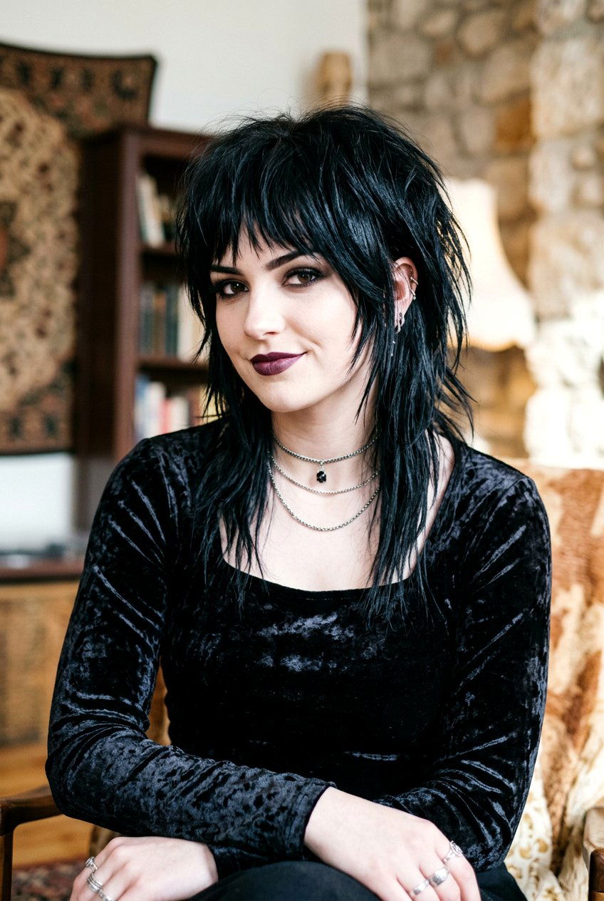 Gothic Black Shag - 20 alt shag haircut for women - 20 alt shag haircut for women