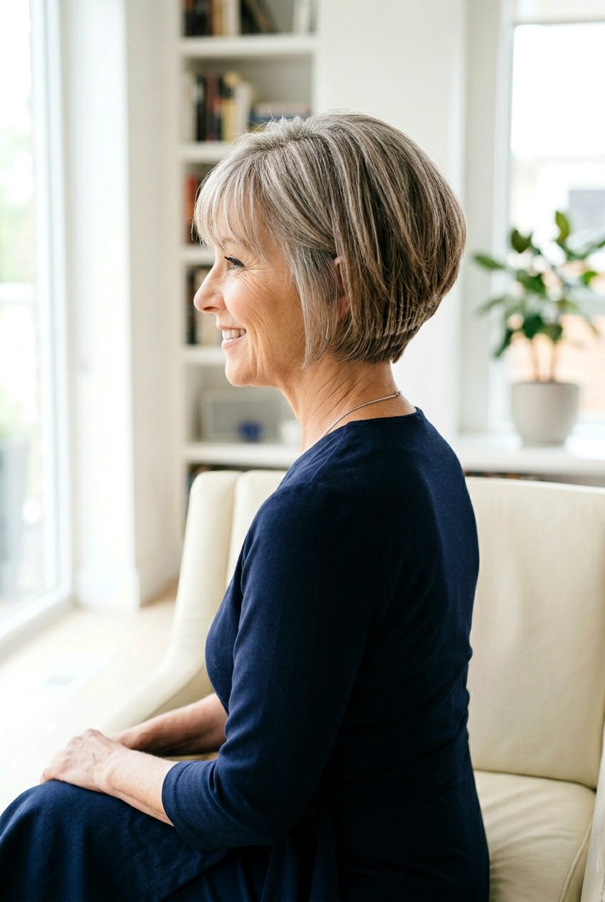 Graduated Bob With Light Fringe - 20 bob haircut with soft fringe for older women - 20 bob haircut with soft fringe for older women