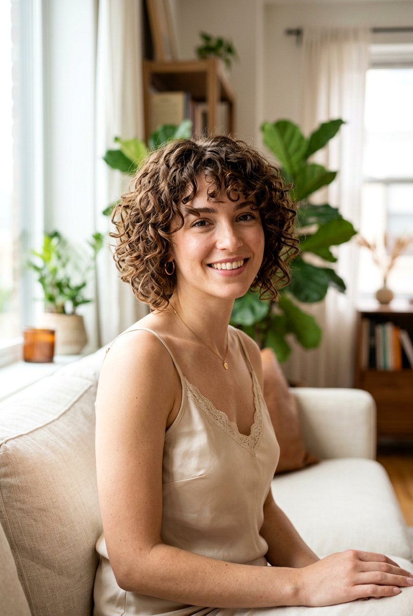 Graduated Curly Bob With Face Framing Bangs - 20 mature curly bob with bangs - 20 mature curly bob with bangs