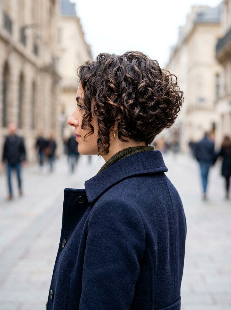 Graduated Curly Chin Length Bob - 20 curly chin length bob for thick curls - 20 curly chin length bob for thick curls