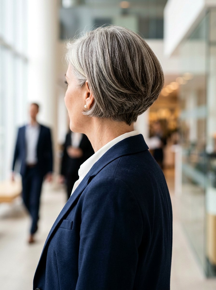 Graduated Salt And Pepper Bob - 20 salt and pepper bob for older women - 20 salt and pepper bob for older women