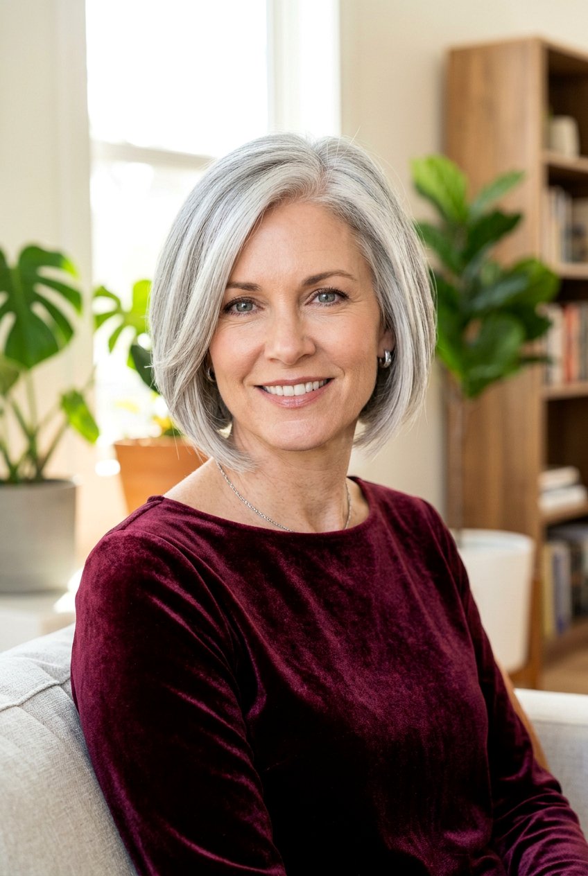 Graduated Silver Bob - 20 low maintenance gray bob haircut - 20 low maintenance gray bob haircut