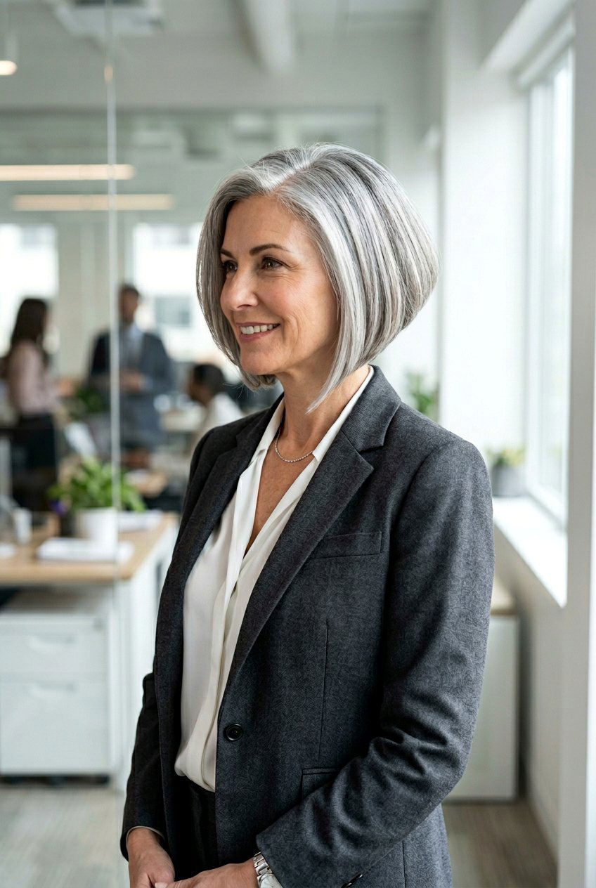 Graduated gray bob - 20 gray transition bob hairstyle - 20 gray transition bob hairstyle