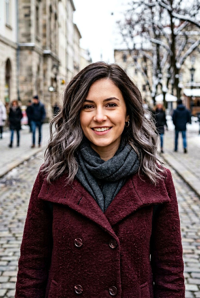 Graphite Highlights On Dark Chocolate Hair - 20 natural looking silver highlights - 20 natural looking silver highlights