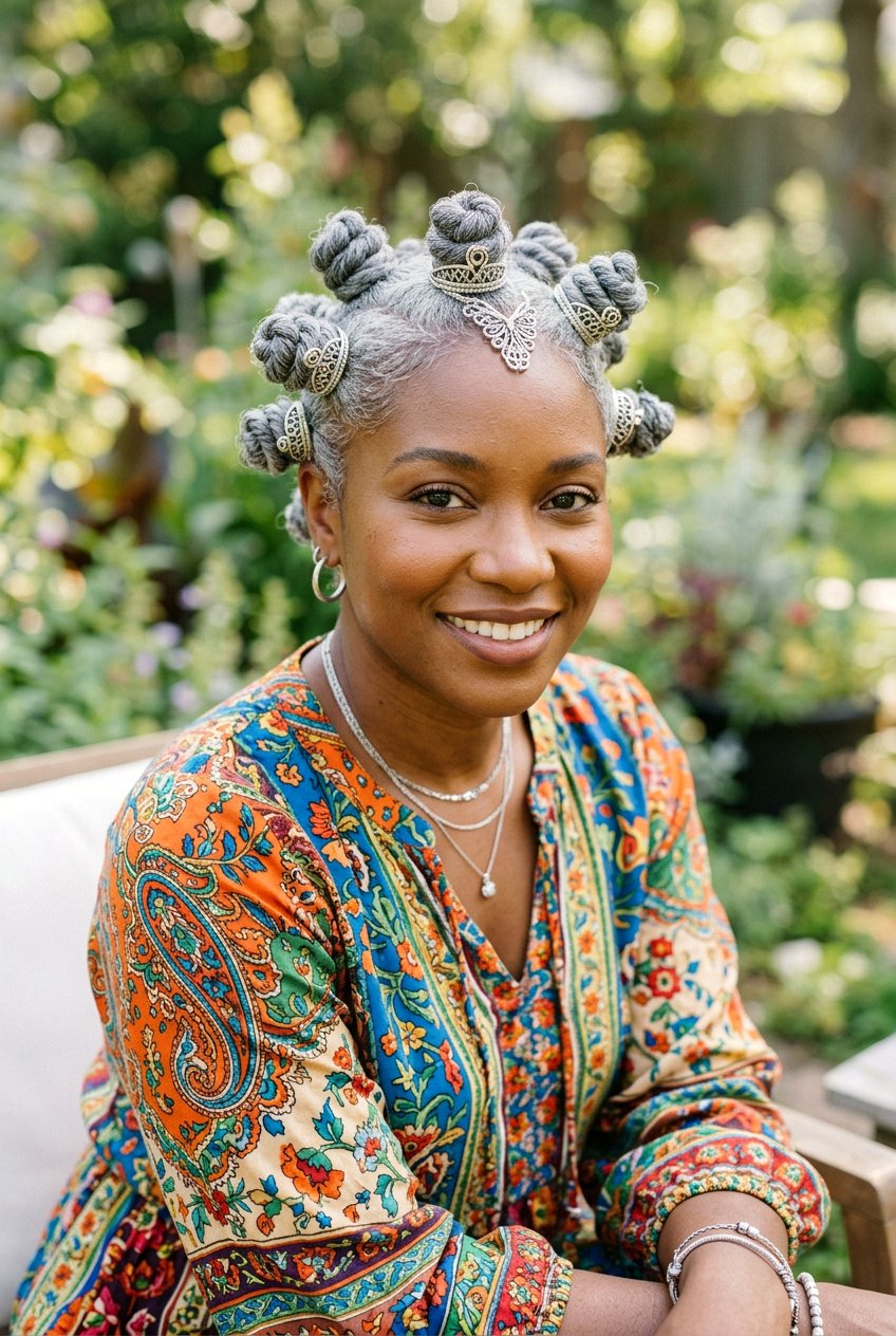 Gray Bantu Knots - 20 black women gray natural hair ideas - 20 black women gray natural hair ideas
