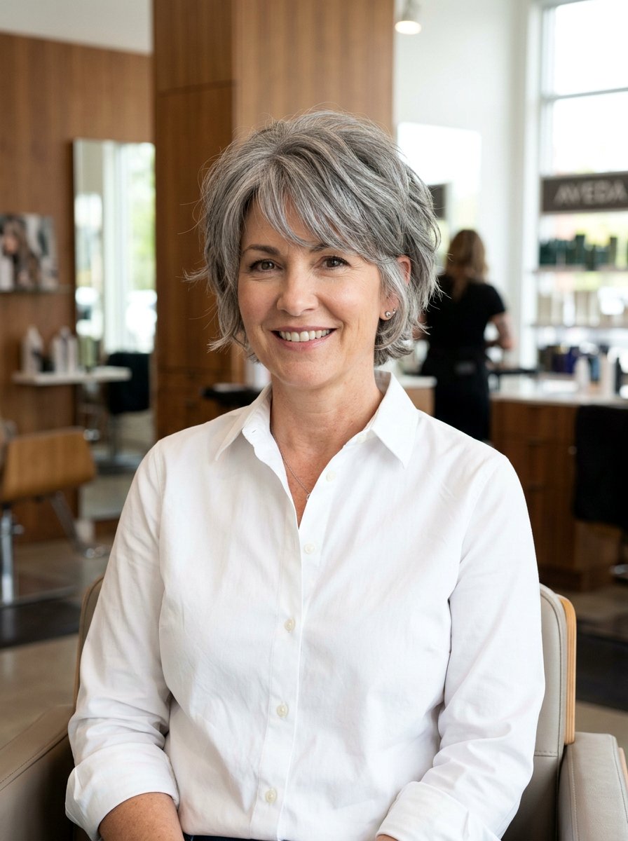 Gray Bixie With Textured Layers - 20 short gray pixie with layers - 20 short gray pixie with layers