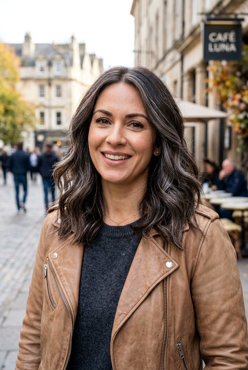 Gray Blending For Brunettes - 20 natural gray transition with babylights - 20 natural gray transition with babylights