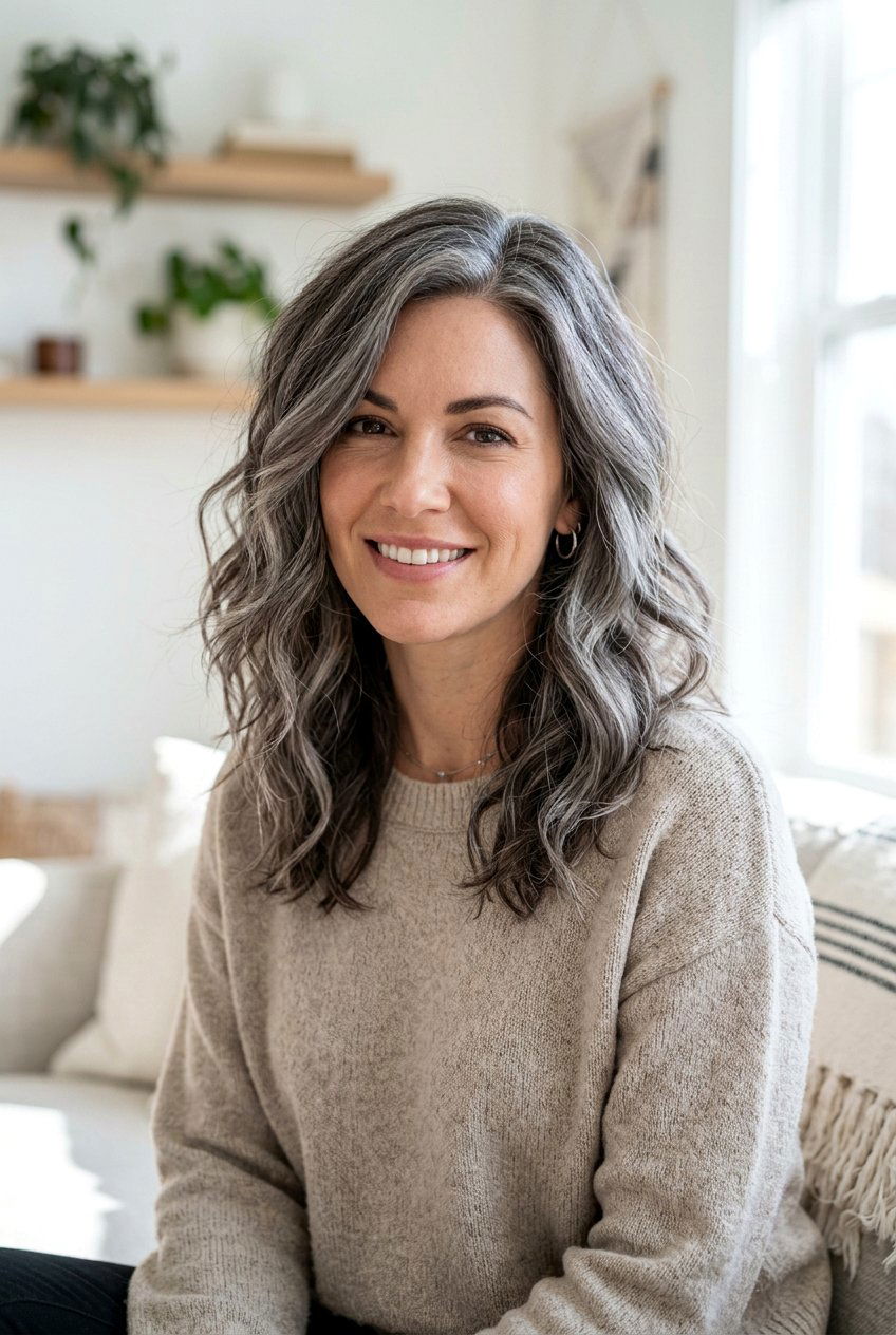 Gray Blending With Smoky Brown Tones - 20 gray coverage color for brunettes - 20 gray coverage color for brunettes