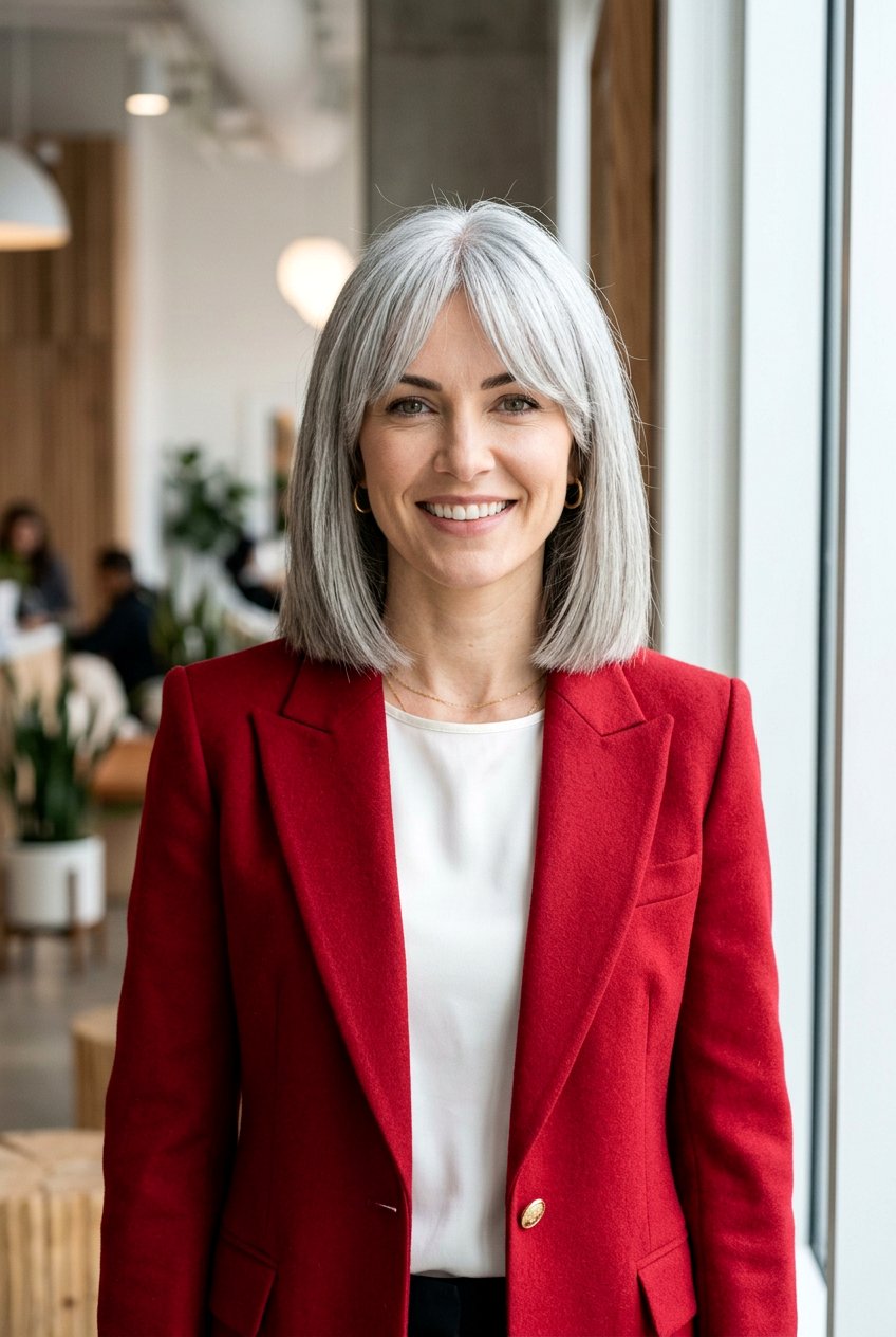 Gray Blunt Cut With Curtain Bangs - 20 gray hair with curtain bangs - 20 gray hair with curtain bangs