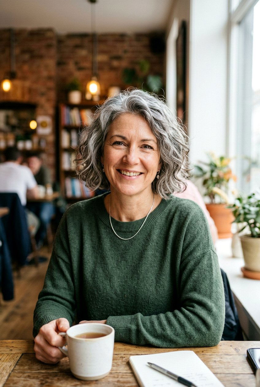 Gray Bob with Natural Texture - 20 mom low maintenance gray bob - 20 mom low maintenance gray bob