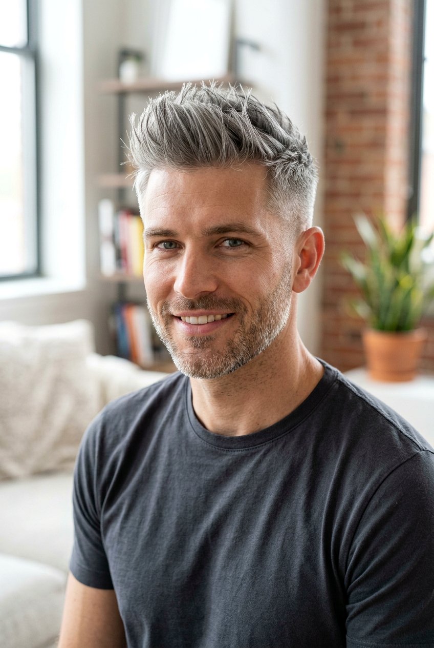Gray Brush Up Haircut - 20 men haircut ideas for gray hair - 20 men haircut ideas for gray hair