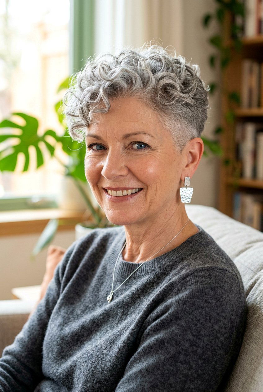 Gray Curly Pixie Cut - 20 natural gray curly hairstyles - 20 natural gray curly hairstyles