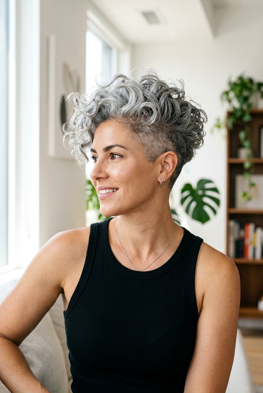 Gray Curly Undercut Haircut - 20 natural gray curly hairstyles - 20 natural gray curly hairstyles