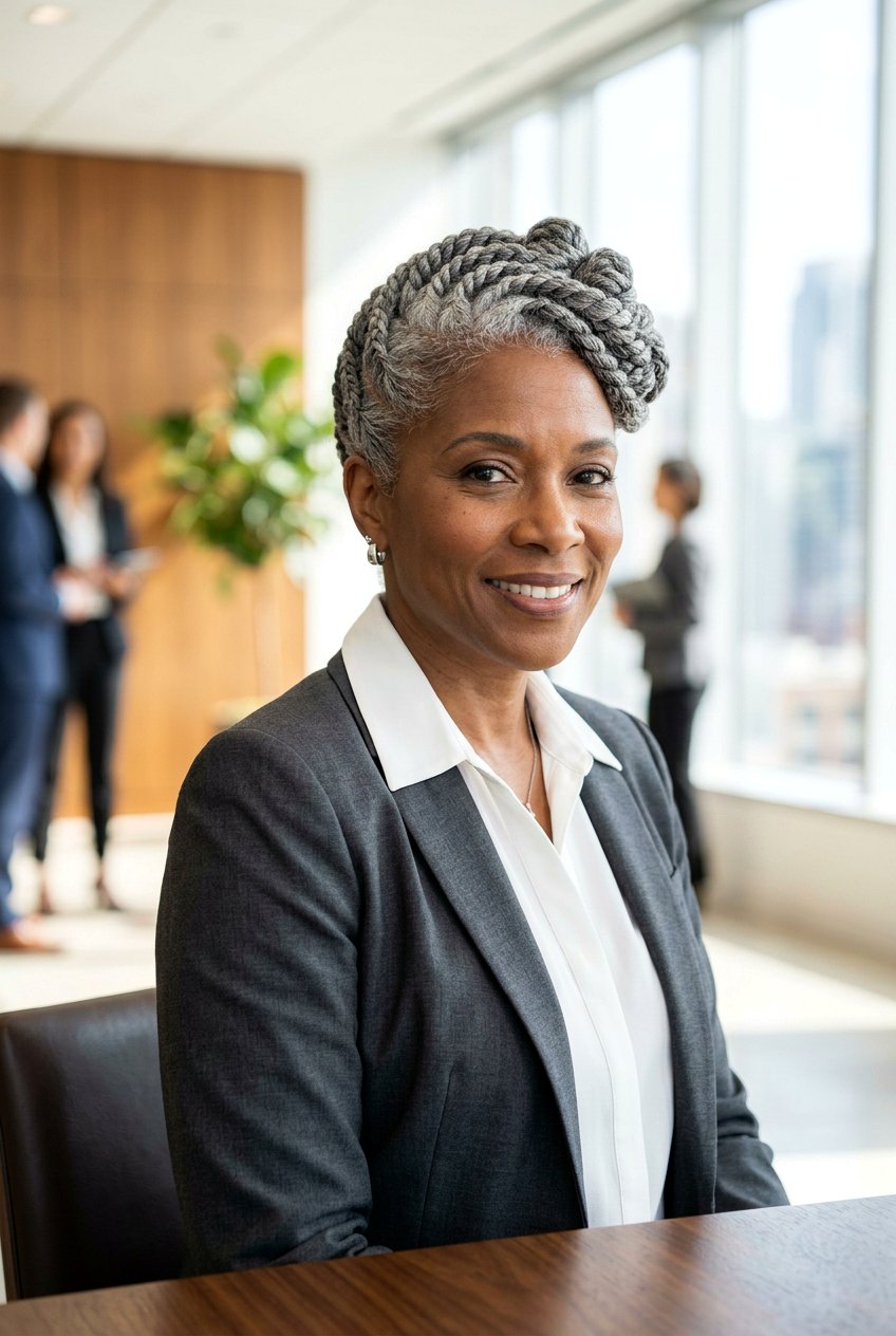 Gray Flat Twist Updo - 20 black women gray natural hair ideas - 20 black women gray natural hair ideas