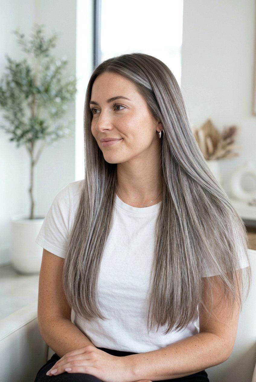 Gray Glossing Balayage for Low Maintenance Color - 20 balayage for gray blending - 20 balayage for gray blending