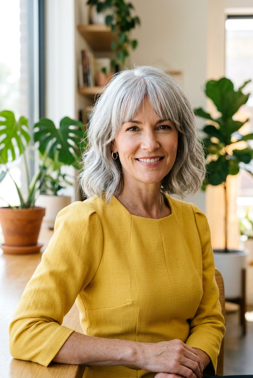 Gray Hair With Bottleneck Bangs - 20 gray hair with curtain bangs - 20 gray hair with curtain bangs