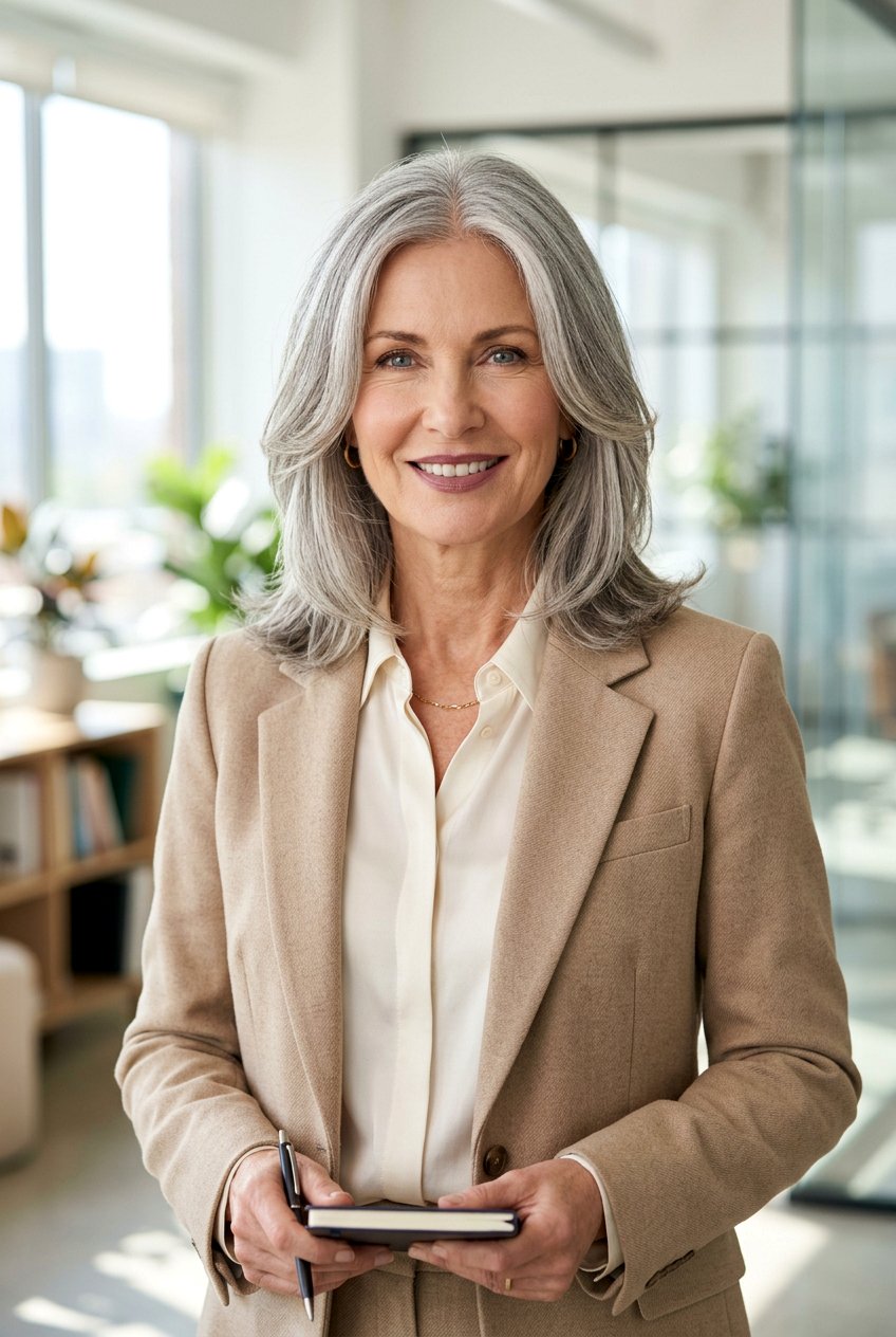 Gray Hair With Face Framing Layers For Oval Face - 20 gray hair with face framing layers - 20 gray hair with face framing layers