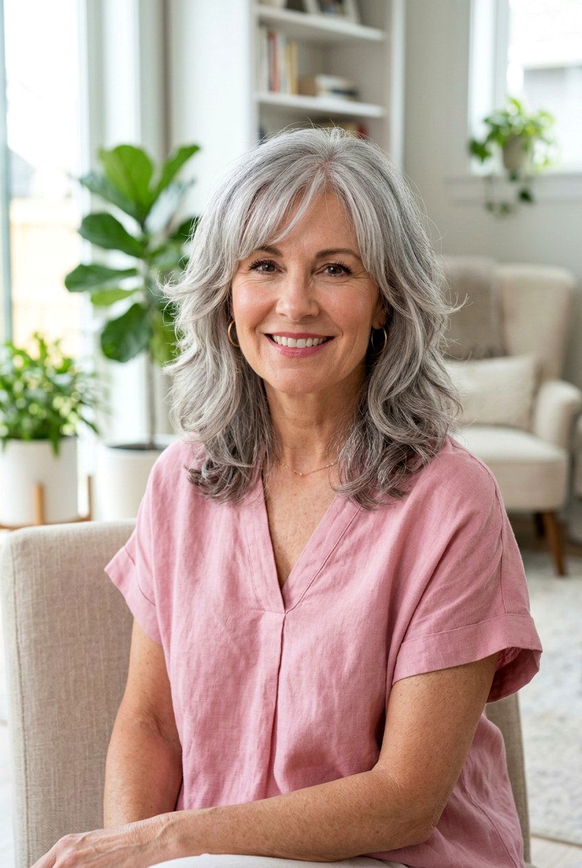 Gray Hair With Face Framing Layers For Square Face - 20 gray hair with face framing layers - 20 gray hair with face framing layers