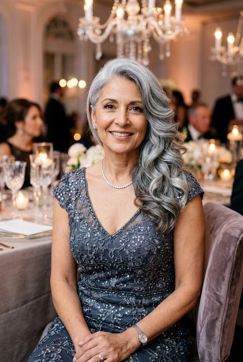 Gray Hair With Side Swept Layers - 20 gentle layers for naturally gray hair - 20 gentle layers for naturally gray hair