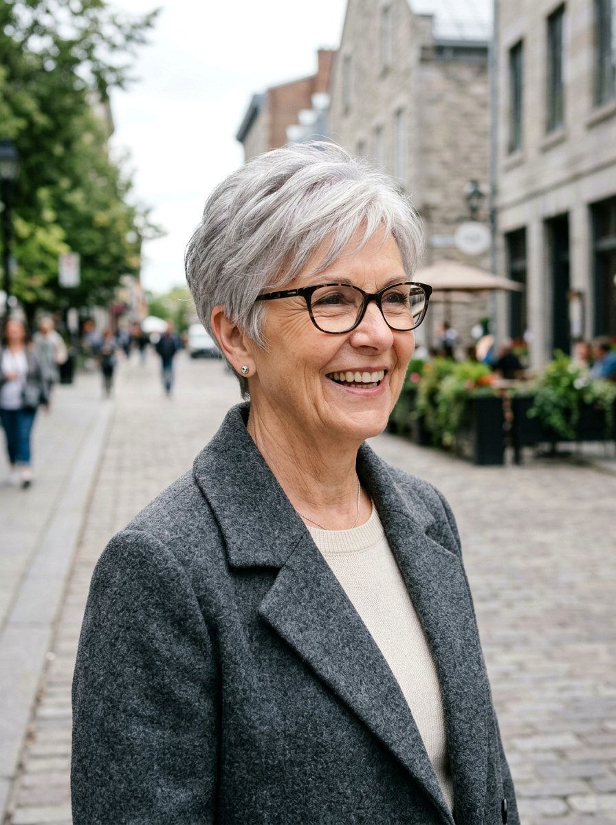 Gray Pixie Cut - 20 pixie cut for women over 70 with glasses - 20 pixie cut for women over 70 with glasses