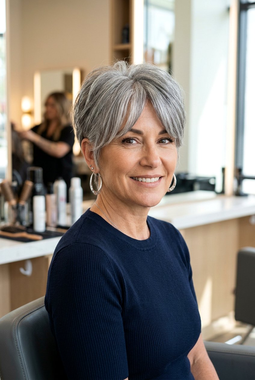 Gray Pixie Cut With Curtain Bangs - 20 gray hair with curtain bangs - 20 gray hair with curtain bangs