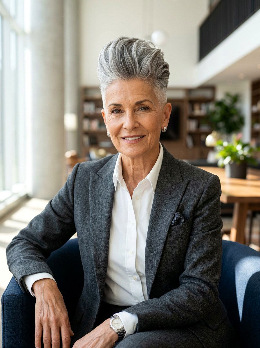 Gray Pompadour - 20 youthful gray hairstyles for older women - 20 youthful gray hairstyles for older women