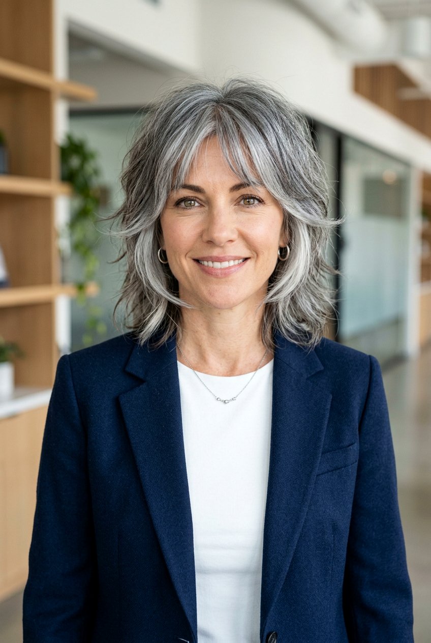 20 Chic Gray Shag Haircut For Women Over 60 To Rock Now