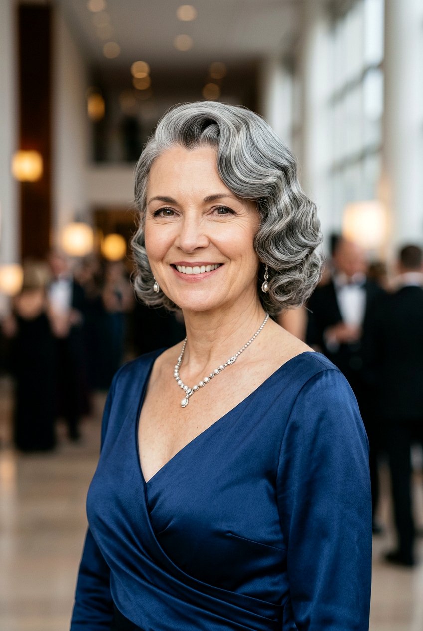 Gray Vintage Waves - 20 naturally gray wedding guest hairstyle - 20 naturally gray wedding guest hairstyle