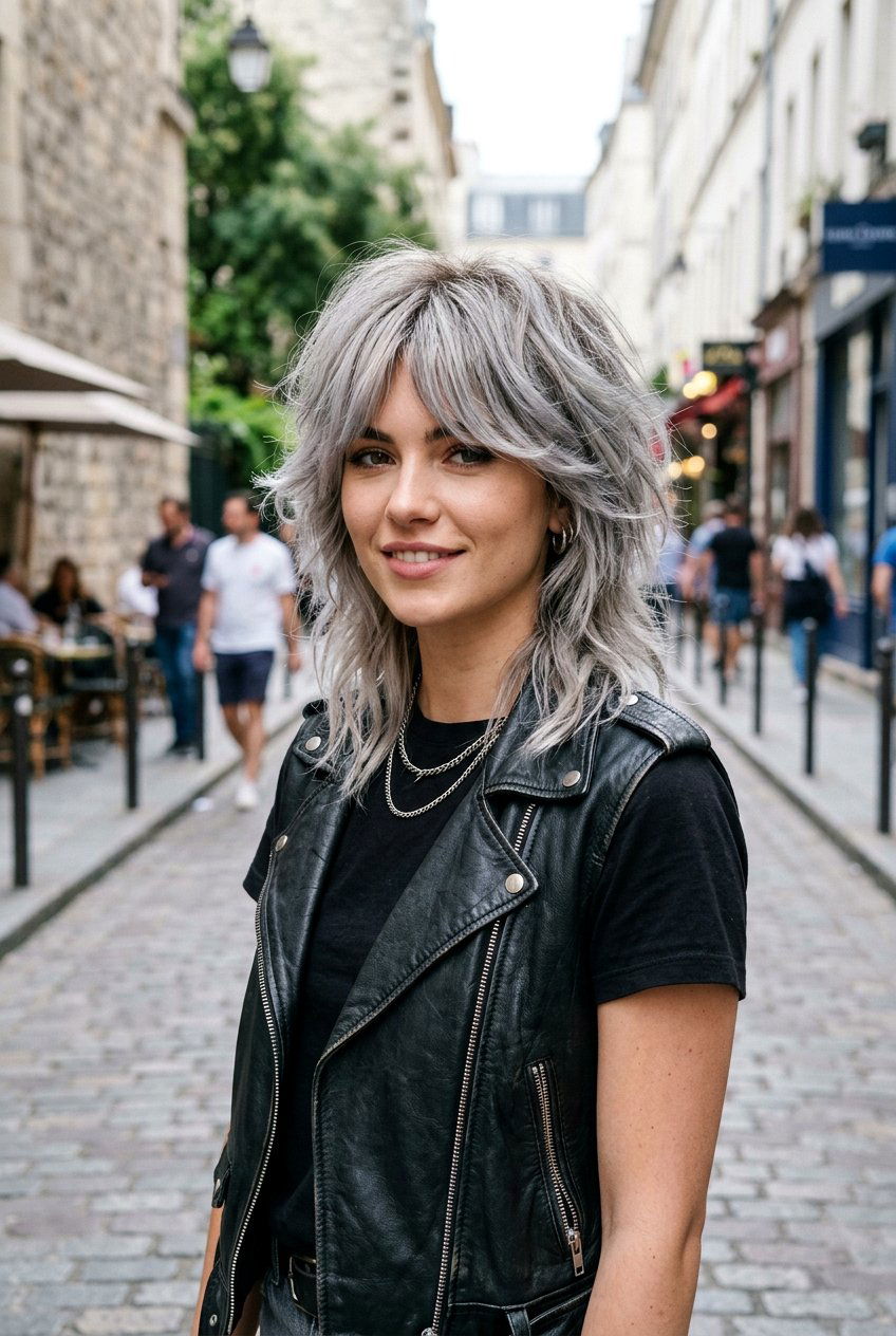 Gray Wolf Cut With Curtain Bangs - 20 gray hair with curtain bangs - 20 gray hair with curtain bangs