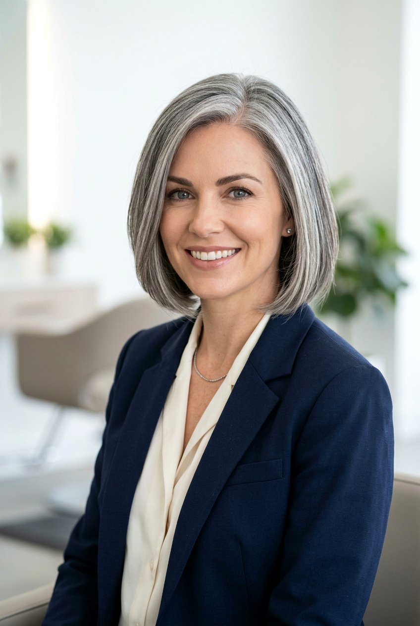 Gray blending bob - 20 gray transition bob hairstyle - 20 gray transition bob hairstyle