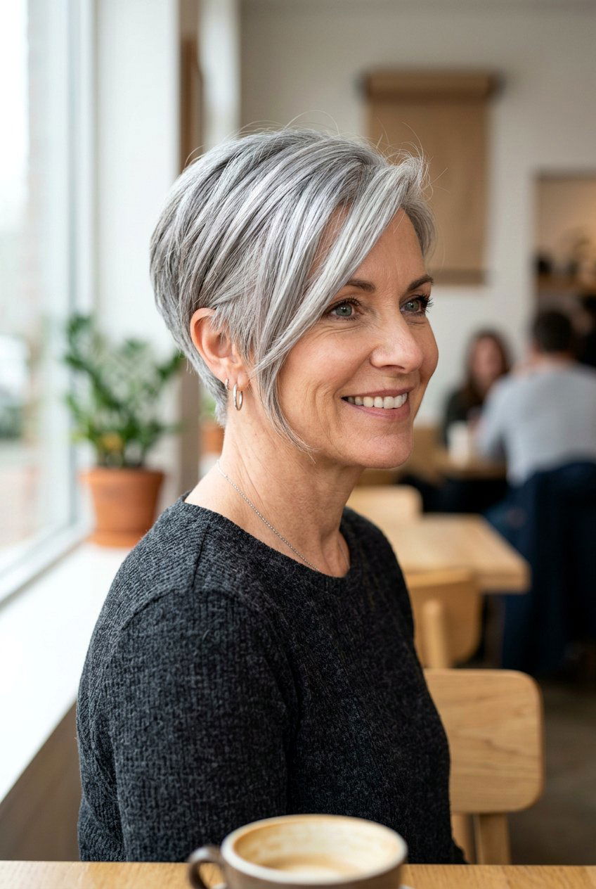 Gray pixie with side sweep - 20 short gray hairstyles - 20 short gray hairstyles