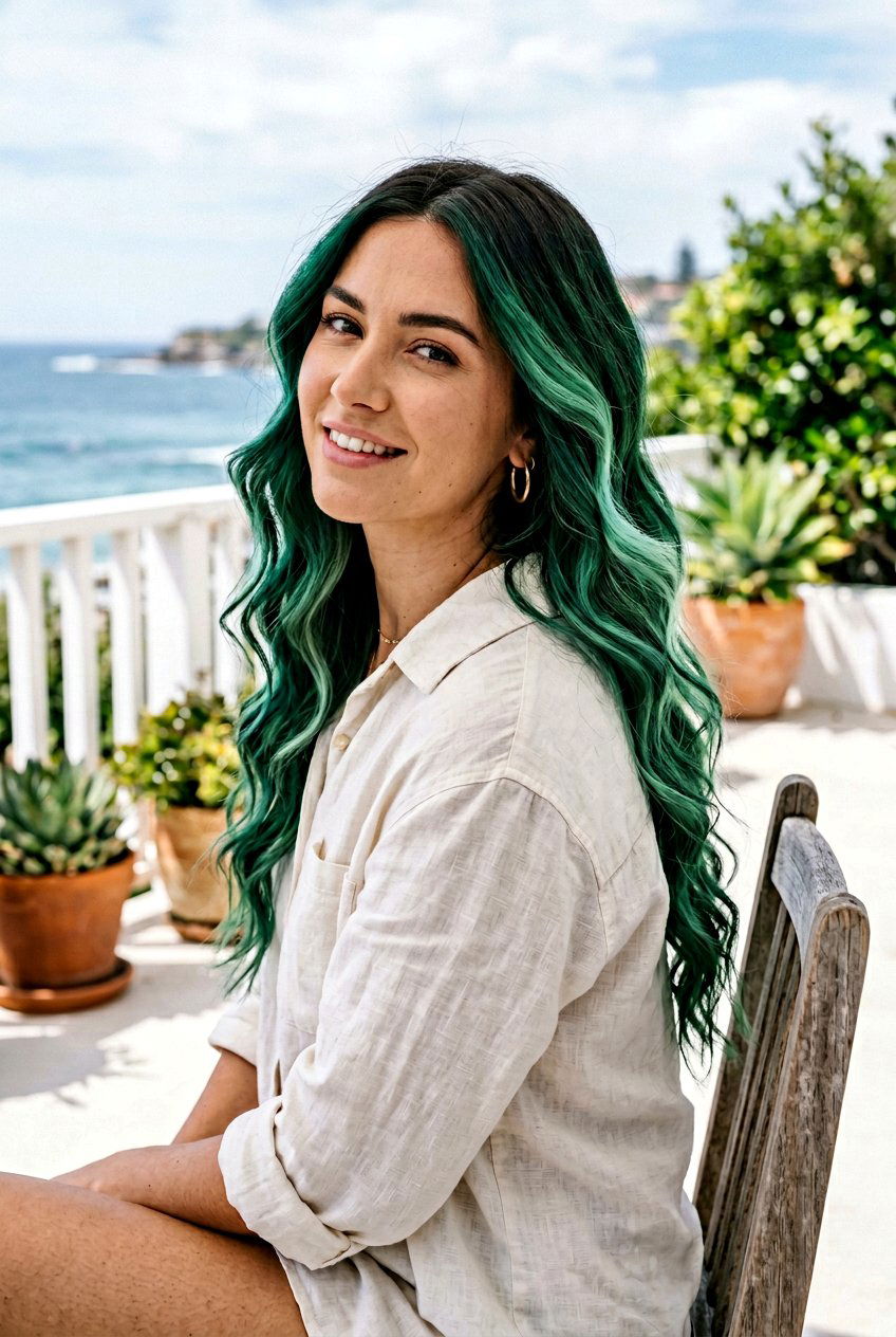 Green Mermaid Balayage Hair - 20 mermaid hair color ideas - 20 mermaid hair color ideas
