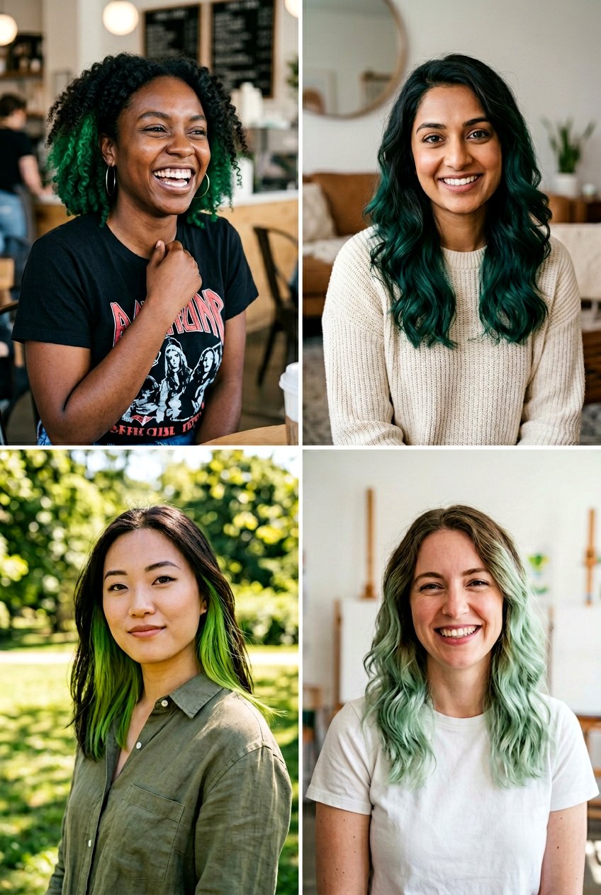 Green Peekaboo For Warm And Cool Skin Tones - 20 green peekaboo hair color - 20 green peekaboo hair color