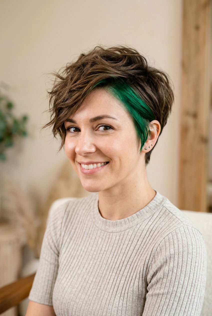 Green Peekaboo Hidden Under Pixie - 20 green peekaboo hair color - 20 green peekaboo hair color