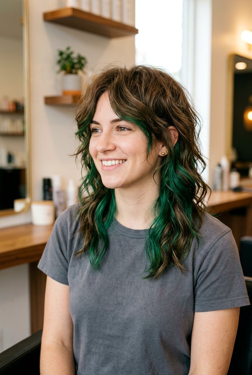 Green Peekaboo Highlights In Layered Hair - 20 green peekaboo hair color - 20 green peekaboo hair color