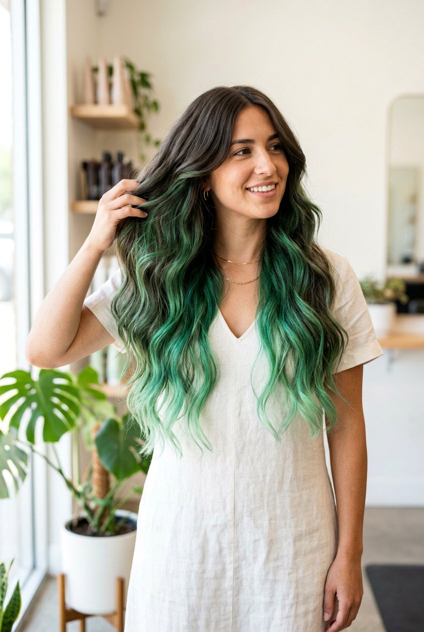Green Peekaboo Ombre Effect - 20 green peekaboo hair color - 20 green peekaboo hair color