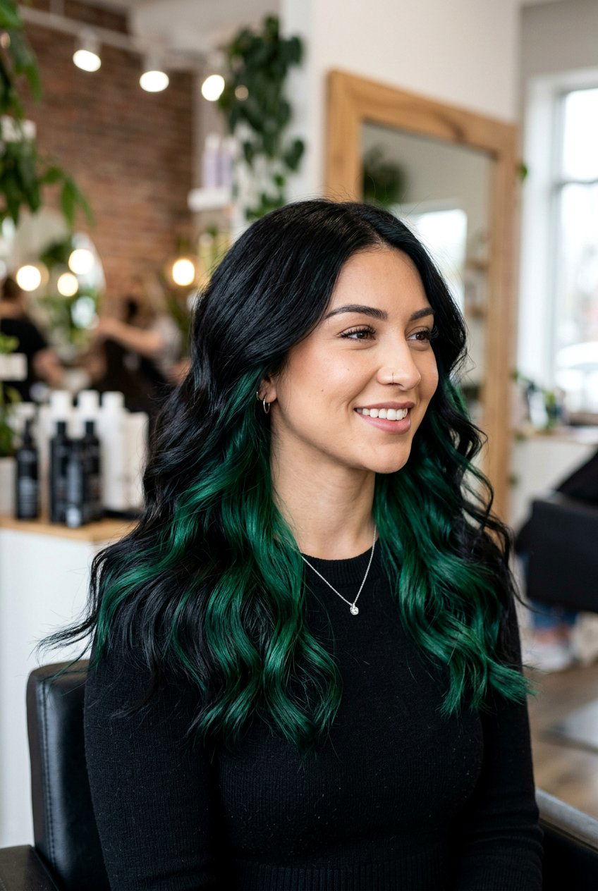 Green peekaboo hair - 20 hidden color under hair - 20 hidden color under hair