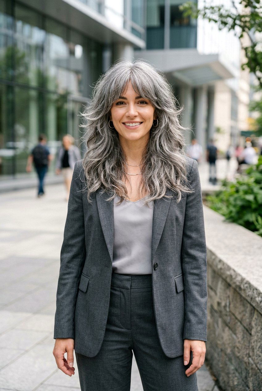 Grey Airy Wolf Cut With Curtain Bangs - 20 airy wolf cut with curtain bangs - 20 airy wolf cut with curtain bangs